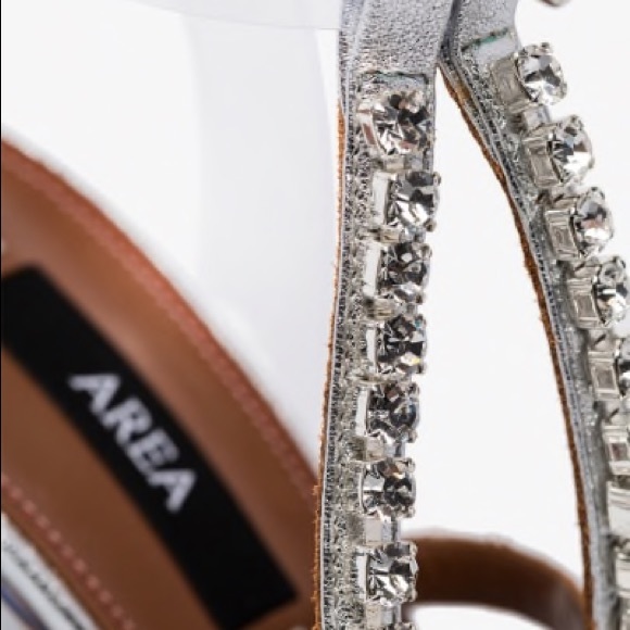 AREA Pvc & Metallic Leather Sandals In Silver - Picture 2 of 8